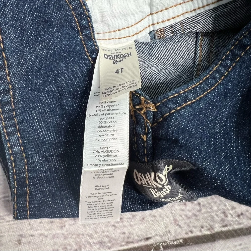 Oshkosh B'gosh Toddler 4T Buffalo Plaid Overalls‎ Denim Cotton Blend